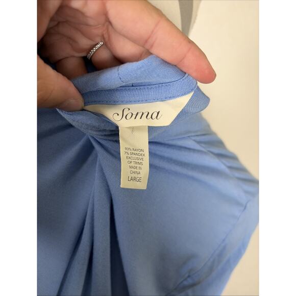 Soma Women's Periwinkle Blue Soft Knit Open Front Draped Cardigan Size Lg Chrty - Picture 4 of 9